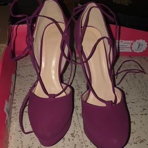 Berry/Plum lace up heels.